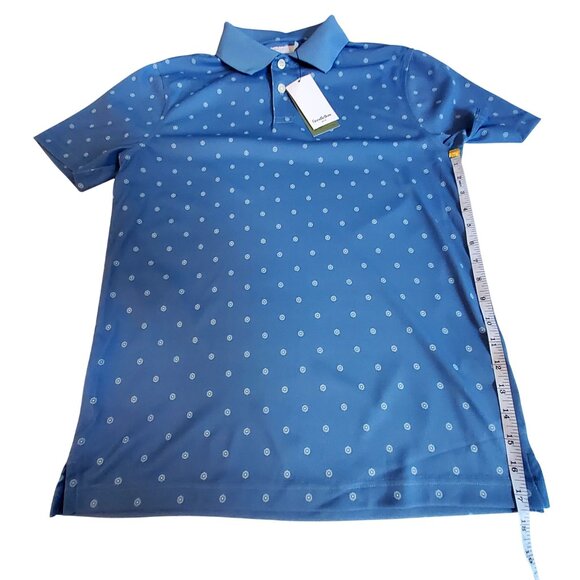 Mens Blue Polka Dot Polo Shirt M Standard Fit By Goodfellow & Co  button closure - Picture 5 of 8